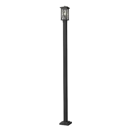 Brookside 1 Light Outdoor Post Mounted Fixture, Black And Clear Seedy